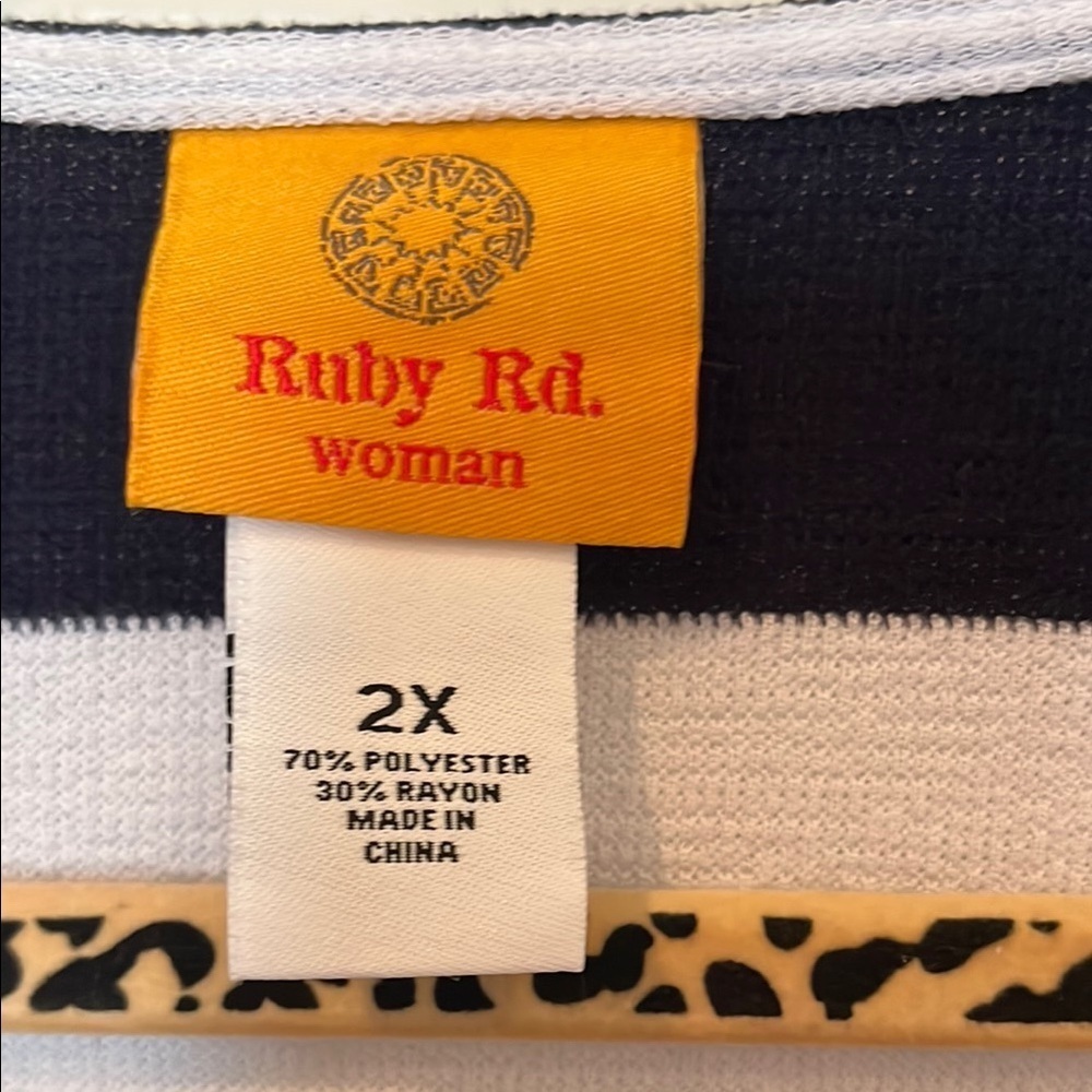# Ruby Rd 2X Blue and White Tie Front Top - Picture 2 of 6